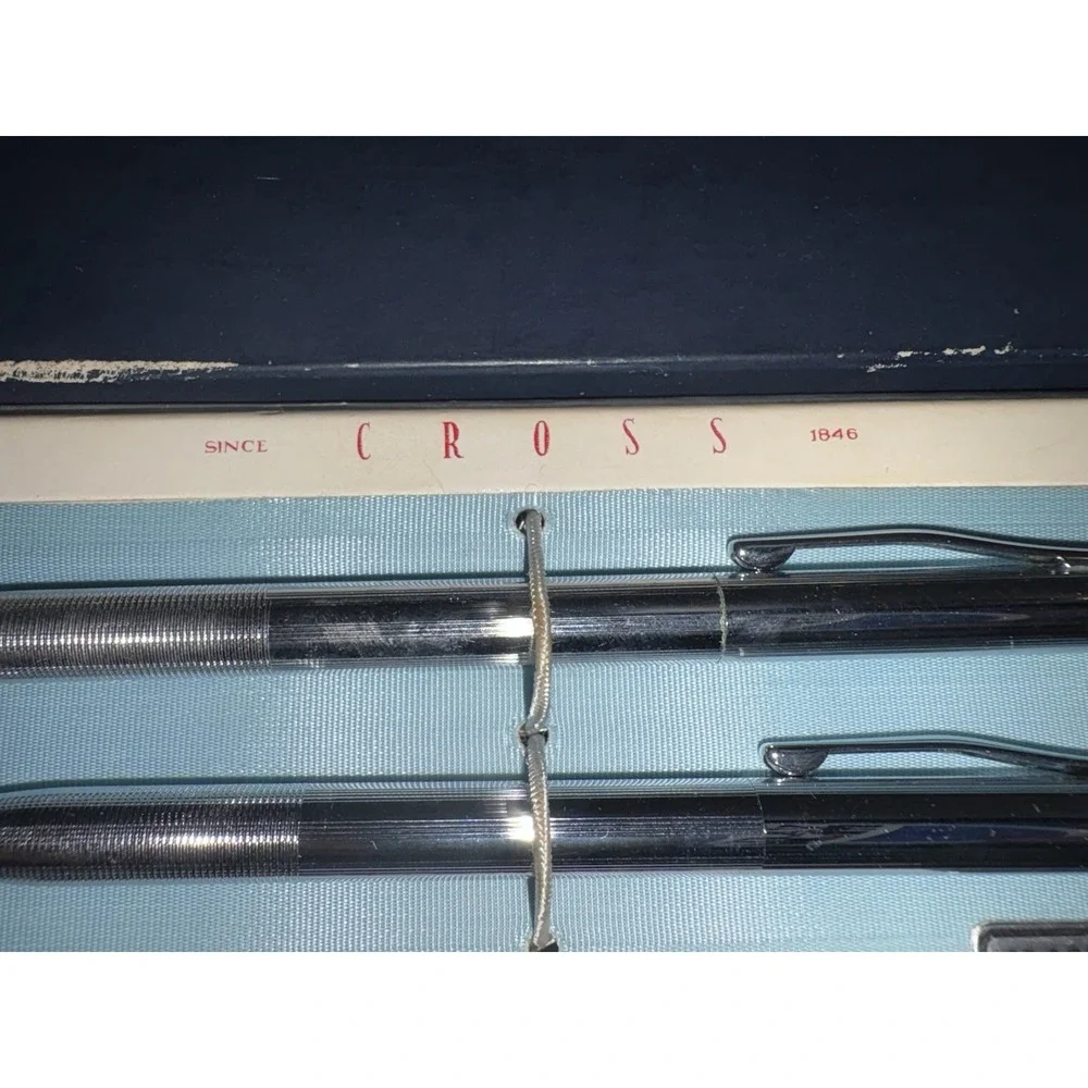 Vintage Cross Classic Century Chrome Pen Pencil Set Boxed Made in USA 1970s